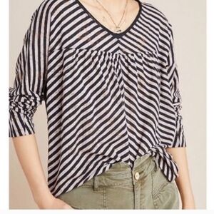 Anthropolgie Striped V-Neck Oversized Women's Top